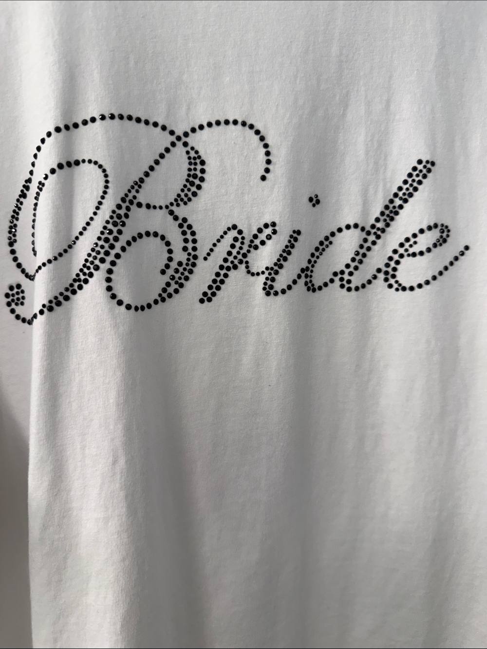 Bride White Short Pajama Set with Rhinestone Script - Picture 10 of 15